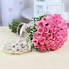 Pink roses With Kaju kat...